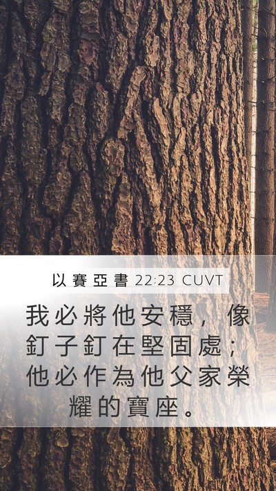 以 賽 亞 書 22:23 CUVT Mobile Phone Wallpaper - 我 必 將 他 安 穩 ， 像 釘 子 釘 在 - Mobile Bible Verse Wallpaper