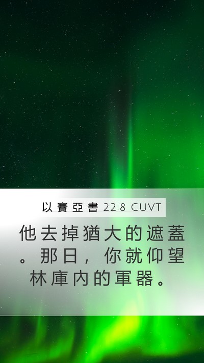 以 賽 亞 書 22:8 CUVT Mobile Phone Wallpaper - 他 去 掉 猶 大 的 遮 蓋 。 那 日 ， - Mobile Bible Verse Wallpaper