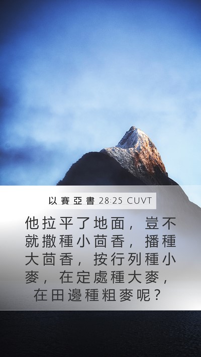 以 賽 亞 書 28:25 CUVT Mobile Phone Wallpaper - 他 拉 平 了 地 面 ， 豈 不 就 撒 種 - Mobile Bible Verse Wallpaper
