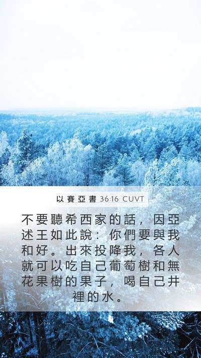 以 賽 亞 書 36:16 CUVT Mobile Phone Wallpaper - 不 要 聽 希 西 家 的 話 ， 因 亞 述 - Mobile Bible Verse Wallpaper