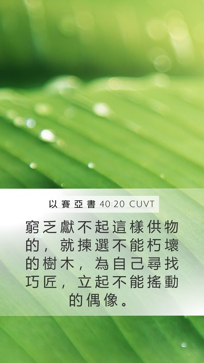 以 賽 亞 書 40:20 CUVT Mobile Phone Wallpaper - 窮 乏 獻 不 起 這 樣 供 物 的 ， 就 - Mobile Bible Verse Wallpaper