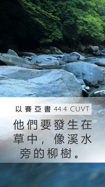 以 賽 亞 書 44:4 CUVT Mobile Phone Wallpaper - 他 們 要 發 生 在 草 中 ， 像 溪 水 - Mobile Bible Verse Wallpaper