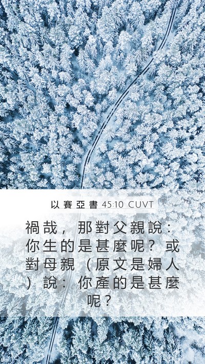 以 賽 亞 書 45:10 CUVT Mobile Phone Wallpaper - 禍 哉 ， 那 對 父 親 說 ： 你 生 的 - Mobile Bible Verse Wallpaper
