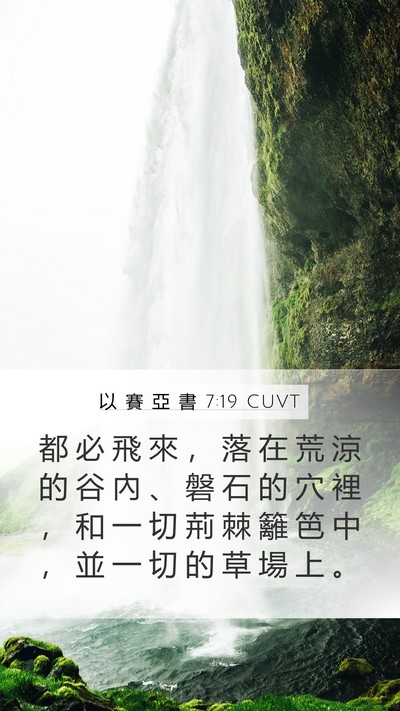 以 賽 亞 書 7:19 CUVT Mobile Phone Wallpaper - 都 必 飛 來 ， 落 在 荒 涼 的 谷 內 - Mobile Bible Verse Wallpaper
