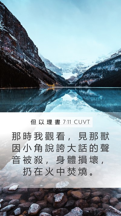 但 以 理 書 7:11 CUVT Mobile Phone Wallpaper - 那 時 我 觀 看 ， 見 那 獸 因 小 角 - Mobile Bible Verse Wallpaper