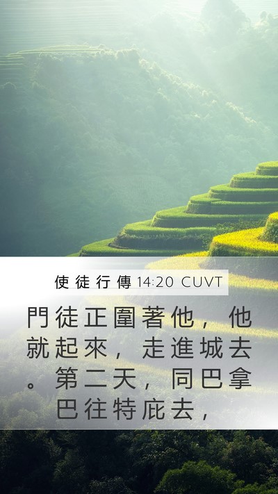 使 徒 行 傳 14:20 CUVT Mobile Phone Wallpaper - 門 徒 正 圍 著 他 ， 他 就 起 來 ， - Mobile Bible Verse Wallpaper