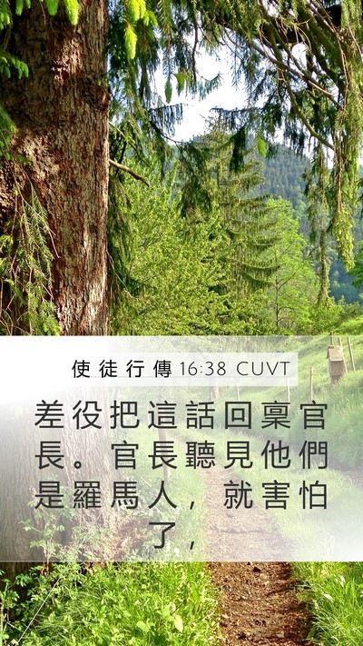 使 徒 行 傳 16:38 CUVT Mobile Phone Wallpaper - 差 役 把 這 話 回 稟 官 長 。 官 長 - Mobile Bible Verse Wallpaper