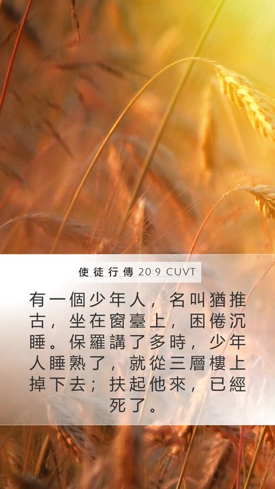 使 徒 行 傳 20:9 CUVT Bible Verse Image