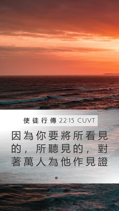 使 徒 行 傳 22:15 CUVT Mobile Phone Wallpaper - 因 為 你 要 將 所 看 見 的 ， 所 聽 - Mobile Bible Verse Wallpaper
