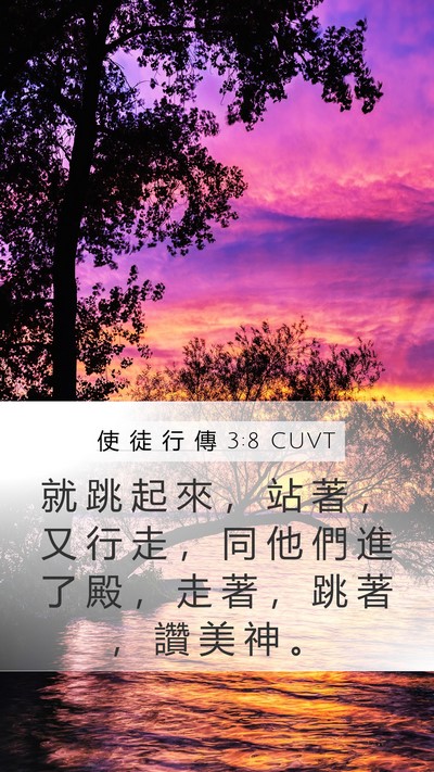 使 徒 行 傳 3:8 CUVT Mobile Phone Wallpaper - 就 跳 起 來 ， 站 著 ， 又 行 走 ， - Mobile Bible Verse Wallpaper