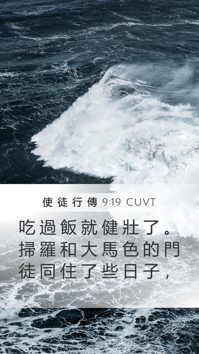 使 徒 行 傳 9:19 CUVT Mobile Phone Wallpaper - 吃 過 飯 就 健 壯 了 。 掃 羅 和 大 - Mobile Bible Verse Wallpaper
