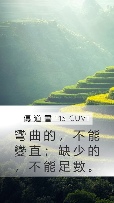 傳 道 書 1:15 CUVT Mobile Phone Wallpaper - 彎 曲 的 ， 不 能 變 直 ； 缺 少 的 - Mobile Bible Verse Wallpaper