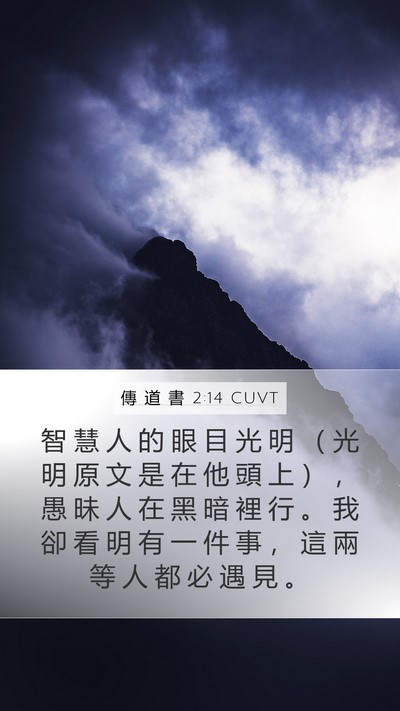 傳 道 書 2:14 CUVT Mobile Phone Wallpaper - 智 慧 人 的 眼 目 光 明 （ 光 明 原 - Mobile Bible Verse Wallpaper