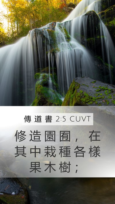 傳 道 書 2:5 CUVT Mobile Phone Wallpaper - 修 造 園 囿 ， 在 其 中 栽 種 各 樣 - Mobile Bible Verse Wallpaper