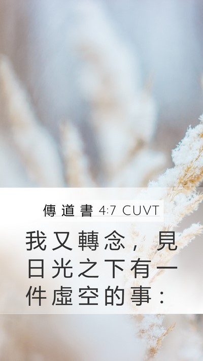 傳 道 書 4:7 CUVT Mobile Phone Wallpaper - 我 又 轉 念 ， 見 日 光 之 下 有 一 - Mobile Bible Verse Wallpaper