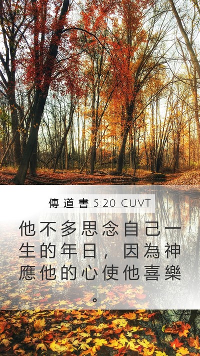 傳 道 書 5:20 CUVT Mobile Phone Wallpaper - 他 不 多 思 念 自 己 一 生 的 年 日 - Mobile Bible Verse Wallpaper