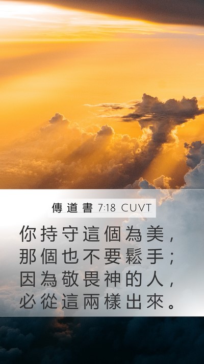 傳 道 書 7:18 CUVT Mobile Phone Wallpaper - 你 持 守 這 個 為 美 ， 那 個 也 不 - Mobile Bible Verse Wallpaper