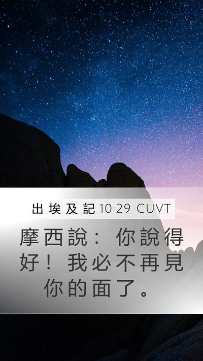 出 埃 及 記 10:29 CUVT Mobile Phone Wallpaper - 摩 西 說 ： 你 說 得 好 ！ 我 必 不 - Mobile Bible Verse Wallpaper