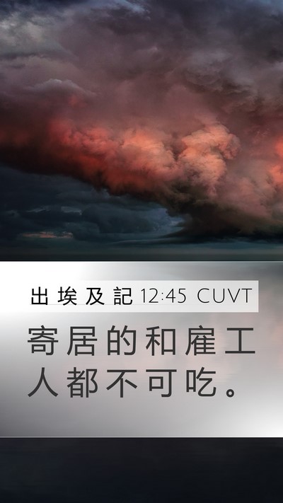出 埃 及 記 12:45 CUVT Mobile Phone Wallpaper - 寄 居 的 和 雇 工 人 都 不 可 吃 - Mobile Bible Verse Wallpaper