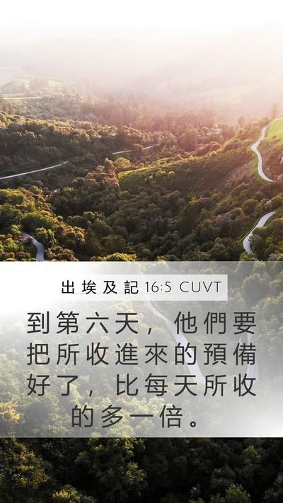 出 埃 及 記 16:5 CUVT Mobile Phone Wallpaper - 到 第 六 天 ， 他 們 要 把 所 收 進 - Mobile Bible Verse Wallpaper