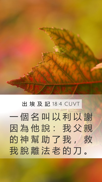 出 埃 及 記 18:4 CUVT Mobile Phone Wallpaper - 一 個 名 叫 以 利 以 謝 因 為 他 說 - Mobile Bible Verse Wallpaper