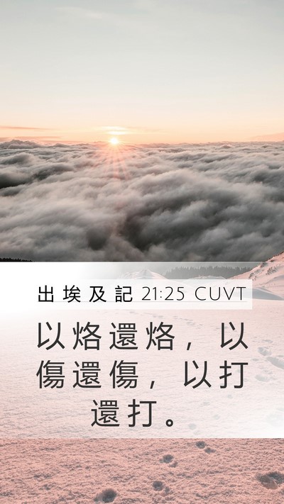 出 埃 及 記 21:25 CUVT Mobile Phone Wallpaper - 以 烙 還 烙 ， 以 傷 還 傷 ， 以 打 - Mobile Bible Verse Wallpaper