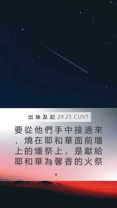 出 埃 及 記 29:25 CUVT Mobile Phone Wallpaper - 要 從 他 們 手 中 接 過 來 ， 燒 在 - Mobile Bible Verse Wallpaper