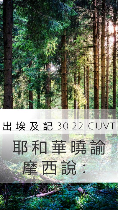 出 埃 及 記 30:22 CUVT Mobile Phone Wallpaper - 耶 和 華 曉 諭 摩 西 說 - Mobile Bible Verse Wallpaper