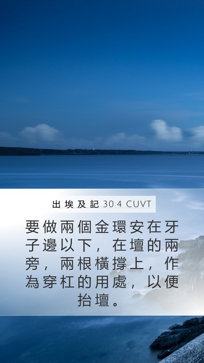 出 埃 及 記 30:4 CUVT Mobile Phone Wallpaper - 要 做 兩 個 金 環 安 在 牙 子 邊 以 - Mobile Bible Verse Wallpaper