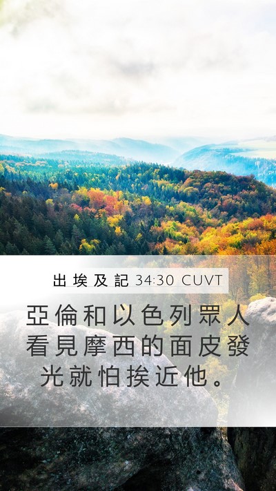 出 埃 及 記 34:30 CUVT Mobile Phone Wallpaper - 亞 倫 和 以 色 列 眾 人 看 見 摩 西 - Mobile Bible Verse Wallpaper