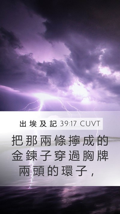 出 埃 及 記 39:17 CUVT Mobile Phone Wallpaper - 把 那 兩 條 擰 成 的 金 鍊 子 穿 過 - Mobile Bible Verse Wallpaper