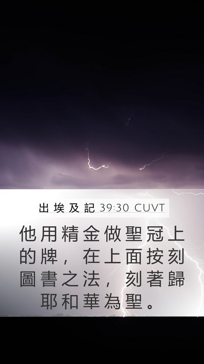出 埃 及 記 39:30 CUVT Mobile Phone Wallpaper - 他 用 精 金 做 聖 冠 上 的 牌 ， 在 - Mobile Bible Verse Wallpaper