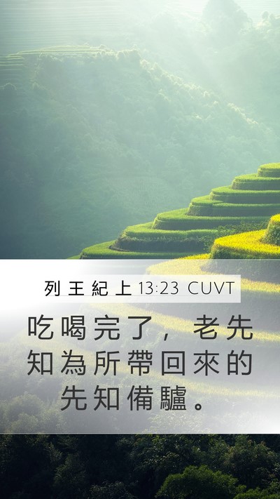 列 王 紀 上 13:23 CUVT Mobile Phone Wallpaper - 吃 喝 完 了 ， 老 先 知 為 所 帶 回 - Mobile Bible Verse Wallpaper