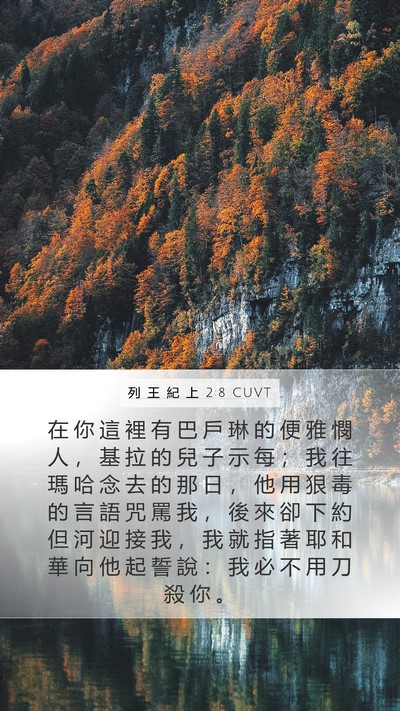 列 王 紀 上 2:8 CUVT Mobile Phone Wallpaper - 在 你 這 裡 有 巴 戶 琳 的 便 雅 憫 - Mobile Bible Verse Wallpaper