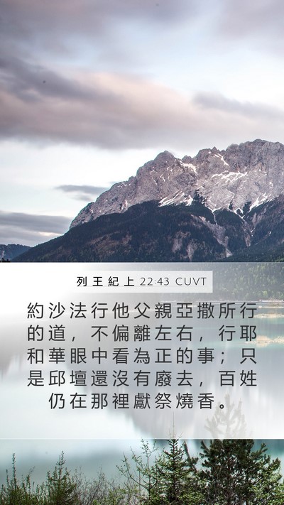 列 王 紀 上 22:43 CUVT Bible Verse Image
