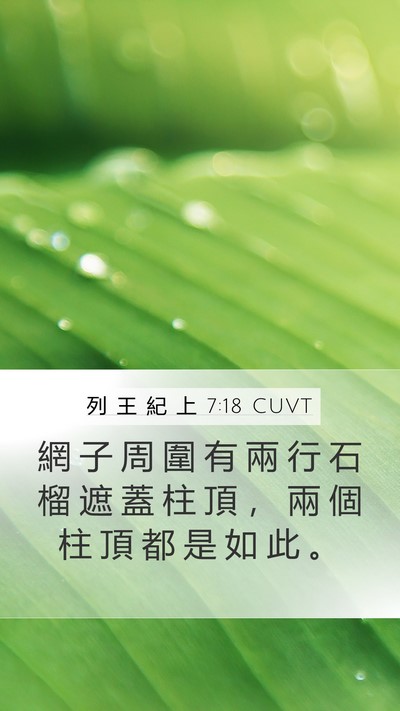 列 王 紀 上 7:18 CUVT Mobile Phone Wallpaper - 網 子 周 圍 有 兩 行 石 榴 遮 蓋 柱 - Mobile Bible Verse Wallpaper