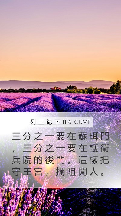 列 王 紀 下 11:6 CUVT Mobile Phone Wallpaper - 三 分 之 一 要 在 蘇 珥 門 ， 三 分 - Mobile Bible Verse Wallpaper