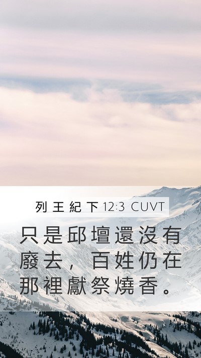 列 王 紀 下 12:3 CUVT Mobile Phone Wallpaper - 只 是 邱 壇 還 沒 有 廢 去 ， 百 姓 - Mobile Bible Verse Wallpaper