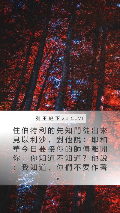 列 王 紀 下 2:3 CUVT Mobile Phone Wallpaper - 住 伯 特 利 的 先 知 門 徒 出 來 見 - Mobile Bible Verse Wallpaper