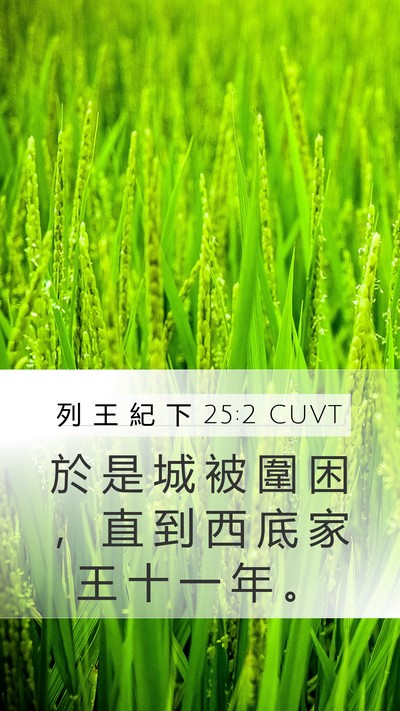 列 王 紀 下 25:2 CUVT Mobile Phone Wallpaper - 於 是 城 被 圍 困 ， 直 到 西 底 家 - Mobile Bible Verse Wallpaper