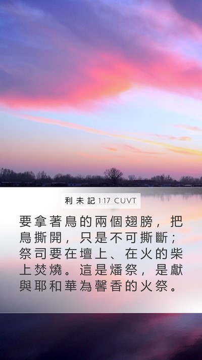 利 未 記 1:17 CUVT Mobile Phone Wallpaper - 要 拿 著 鳥 的 兩 個 翅 膀 ， 把 鳥 - Mobile Bible Verse Wallpaper
