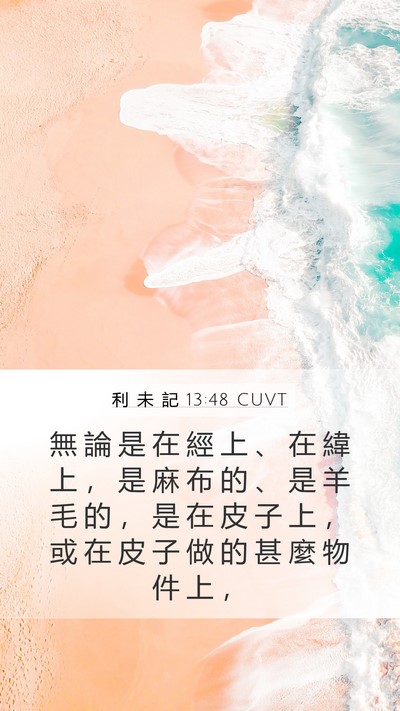 利 未 記 13:48 CUVT Mobile Phone Wallpaper - 無 論 是 在 經 上 、 在 緯 上 ， 是 - Mobile Bible Verse Wallpaper