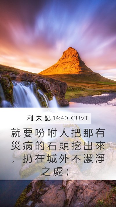 利 未 記 14:40 CUVT Mobile Phone Wallpaper - 就 要 吩 咐 人 把 那 有 災 病 的 石 - Mobile Bible Verse Wallpaper