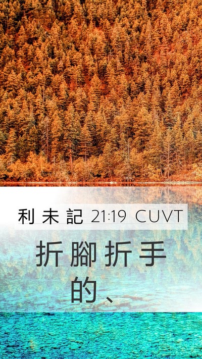 利 未 記 21:19 CUVT Mobile Phone Wallpaper - 折 腳 折 手 的 - Mobile Bible Verse Wallpaper