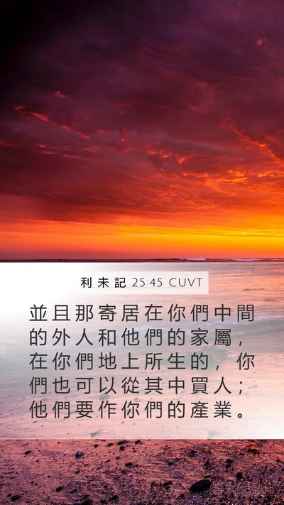 利 未 記 25:45 CUVT Mobile Phone Wallpaper - 並 且 那 寄 居 在 你 們 中 間 的 外 - Mobile Bible Verse Wallpaper