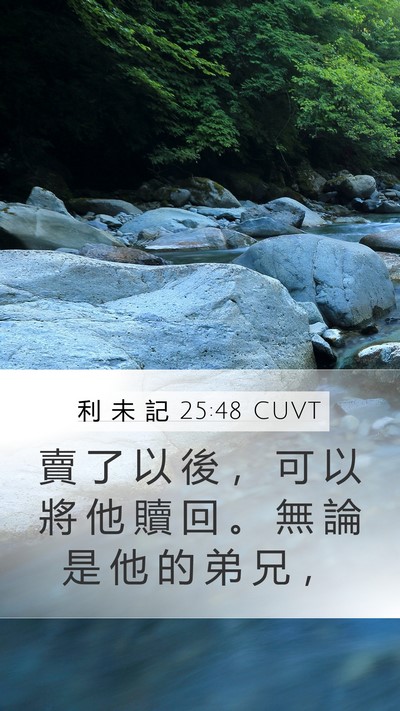 利 未 記 25:48 CUVT Mobile Phone Wallpaper - 賣 了 以 後 ， 可 以 將 他 贖 回 。 - Mobile Bible Verse Wallpaper