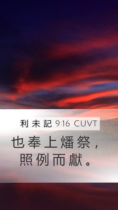 利 未 記 9:16 CUVT Mobile Phone Wallpaper - 也 奉 上 燔 祭 ， 照 例 而 獻 - Mobile Bible Verse Wallpaper