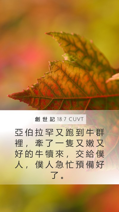 創 世 記 18:7 CUVT Mobile Phone Wallpaper - 亞 伯 拉 罕 又 跑 到 牛 群 裡 ， 牽 - Mobile Bible Verse Wallpaper