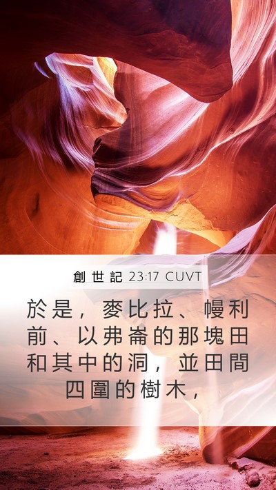 創 世 記 23:17 CUVT Mobile Phone Wallpaper - 於 是 ， 麥 比 拉 、 幔 利 前 、 以 - Mobile Bible Verse Wallpaper