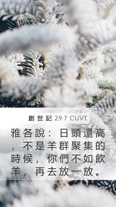 創 世 記 29:7 CUVT Mobile Phone Wallpaper - 雅 各 說 ： 日 頭 還 高 ， 不 是 羊 - Mobile Bible Verse Wallpaper